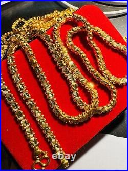 22K 916 Fine Real Dubai UAE Gold 24 Long Damascus Chain Necklace 23.8g 5.5mm