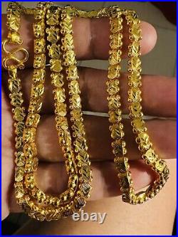 22K 916 Fine Real Dubai UAE Gold 24 Long Damascus Chain Necklace 23.8g 5.5mm