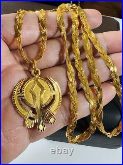 22K 916 Fine Real Gold 22 Long Braided Sikh Devine Necklace 19.7g 4.5mm