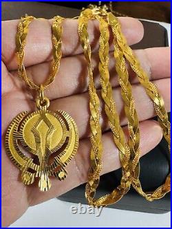 22K 916 Fine Real Gold 22 Long Braided Sikh Devine Necklace 19.7g 4.5mm