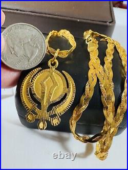 22K 916 Fine Real Gold 22 Long Braided Sikh Devine Necklace 19.7g 4.5mm