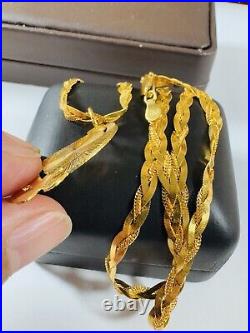 22K 916 Fine Real Gold 22 Long Braided Sikh Devine Necklace 19.7g 4.5mm