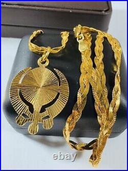 22K 916 Fine Real Gold 22 Long Braided Sikh Devine Necklace 19.7g 4.5mm