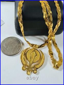 22K 916 Fine Real Gold 22 Long Braided Sikh Devine Necklace 19.7g 4.5mm