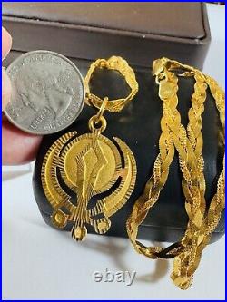 22K 916 Fine Real Gold 22 Long Braided Sikh Devine Necklace 19.7g 4.5mm