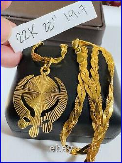 22K 916 Fine Real Gold 22 Long Braided Sikh Devine Necklace 19.7g 4.5mm