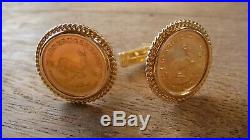 22K Gold Krugerrand with 14K Setting CUFFLINKS Perfect