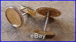 22K Gold Krugerrand with 14K Setting CUFFLINKS Perfect