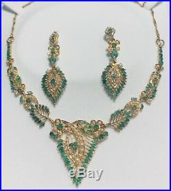 22K Solid Arabic Gold and Pure Middle Eastern Emerald Stone Set