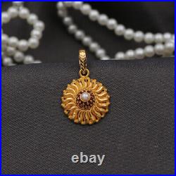 22cts Seal Pure Gold 2.7/1.5cm Earring Pendant Set Daughter Latest Style Jewelry