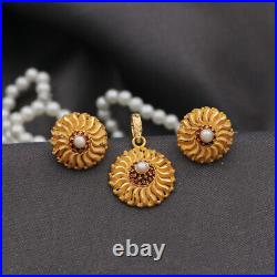 22cts Seal Pure Gold 2.7/1.5cm Earring Pendant Set Daughter Latest Style Jewelry