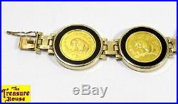 24K Pure Gold Bullion China Panda 9-Coin Onyx Accent 14K Earrings & Bracelet Set