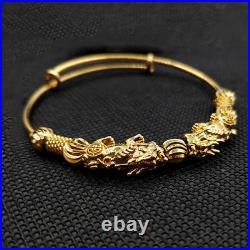 24K Pure Gold Double Brave Troops Good Luck Bead Design Bracelet Set