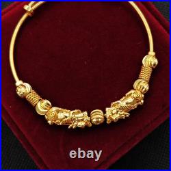24K Pure Gold Double Brave Troops Good Luck Bead Design Bracelet Set