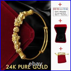 24K Pure Gold Double Brave Troops Good Luck Bead Design Bracelet Set