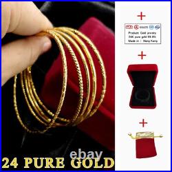 24K Pure Gold Thin Bracelet Set Ladies Bracelet Gold Jewelry