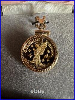 24k 999 Purity 1/25 oz Guardian Angel Coin Pendant 14k Bale and Bezel Setting