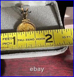 24k 999 Purity 1/25 oz Guardian Angel Coin Pendant 14k Bale and Bezel Setting