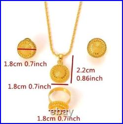 24k Gold Plated Moroccan Turkish Dubai Jewelry Necklace, Earrings Indian set