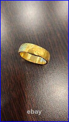 24k Gold Wedding Band 12.5 Grams. 40 Oz Pure Gold. 999 Hammered Texture