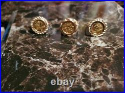 24k Pure Fine Gold Panda Coin In 14k Ring Setting Lot Of 3