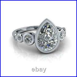 2CT Pear Cut Lab-Created Diamond Bridal Set Wedding Ring 14K White Gold Plated