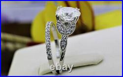 2Ct Lab Created Diamond Brilliant Cut Engagement Pure Ring Set In 14k White Gold