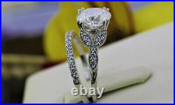 2Ct Lab Created Diamond Brilliant Cut Engagement Pure Ring Set In 14k White Gold