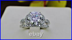 2Ct Lab Created Diamond Brilliant Cut Engagement Pure Ring Set In 14k White Gold