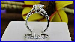 2Ct Lab Created Diamond Brilliant Cut Engagement Pure Ring Set In 14k White Gold