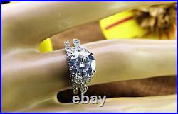 2Ct Lab Created Diamond Brilliant Cut Engagement Pure Ring Set In 14k White Gold