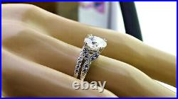 2Ct Lab Created Diamond Brilliant Cut Engagement Pure Ring Set In 14k White Gold