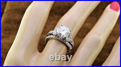 2Ct Lab Created Diamond Brilliant Cut Engagement Pure Ring Set In 14k White Gold