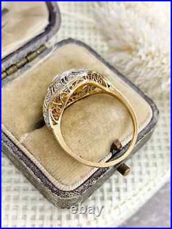 2Ct Simulated Diamond Perfect Art Deco Vintage Wedding Ring 14K Yellow Gold Over
