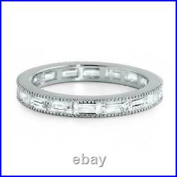 2ct Simulated Diamond Wedding Ring Band Channel Set Eternity Pure 14k White Gold