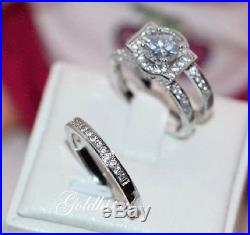 3.00 CTW D/VVS1 Diamond Ring Vintage Engagement Bridal Set 14K White Pure Gold