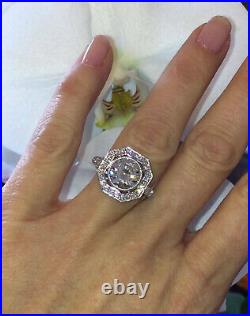 3.18Ct Bezel Set Round Cut Lab Created Diamond Wedding 14k White Gold Pure Ring