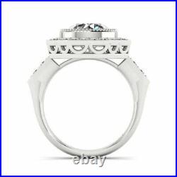 3.18Ct Bezel Set Round Cut Lab Created Diamond Wedding 14k White Gold Pure Ring