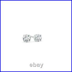 3.2MM Basket Set Round Lab Grown G VSI Diamond Stud Earrings in 14K White Gold