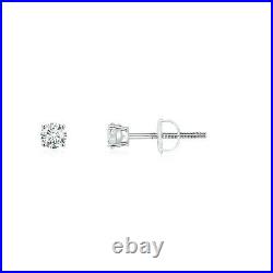3.2MM Basket Set Round Lab Grown G VSI Diamond Stud Earrings in 14K White Gold