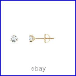 3.2MM Martini-Set Round Lab Grown G VS1 Diamond Stud Earrings Yellow Gold