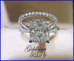 3.50 Crt Cushion Bridal set Sapphire and Diamond Wedding Ring Set Pure 10k Gold