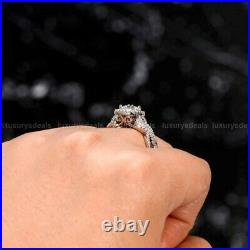 3 CT Real Moissanite Bridal Set Engagement Ring Pure 14k White Gold Princess Cut