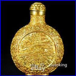 3 Chinese antiques Qianlong Pure copper Gold plated Handmade snuff bottle Set3