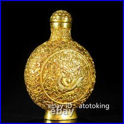 3 Chinese antiques Qianlong Pure copper Gold plated Handmade snuff bottle Set3