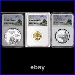 3 Coin Set 2025-W Proof $5, $1 50c US Marine Corps Gold Silver 250th NGC PF70