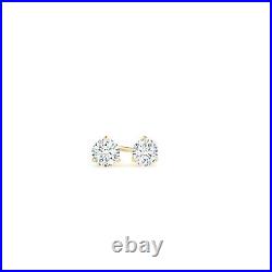 3 Prong Martini-Set Lab Grown D IF Diamond Stud Earrings in 14K Yellow Gold