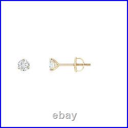 3 Prong Martini-Set Lab Grown D IF Diamond Stud Earrings in 14K Yellow Gold