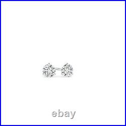 3 Prong Martini-Set Round Lab Grown H SI2 Diamond Stud Earrings 14K White Gold