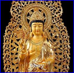 34''Pure bronze copper gold set Three Western Sakyamuni Guanyin mahasthamaprapta